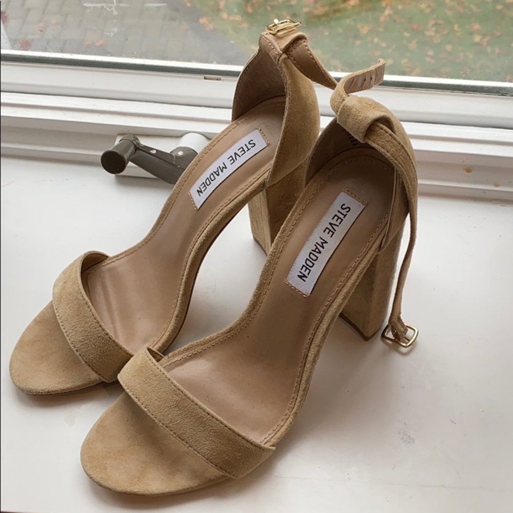 Suede Nude Sandals Size 8